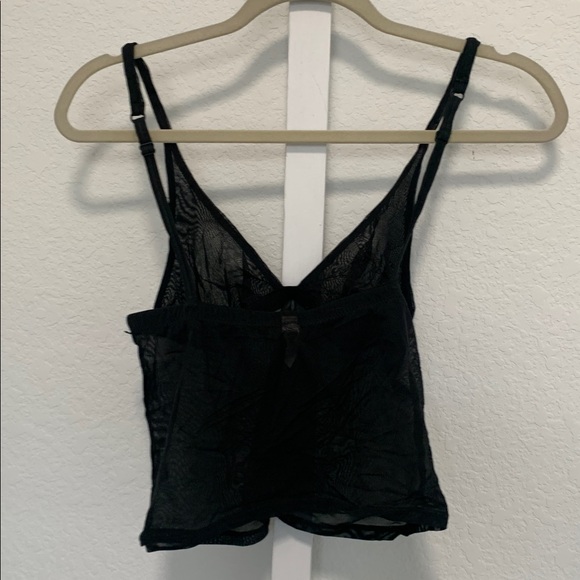 Y2K Victoria’s Secret Sheer Black Cropped Cami Tank Top - Picture 6 of 8